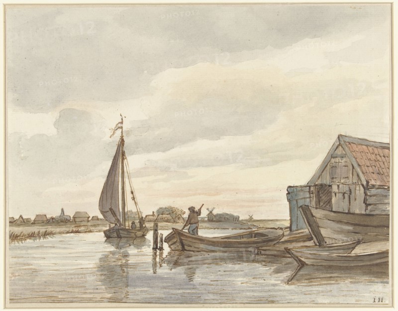 Boats on a canal, 1776-1822. Creator: Jan Hulswit.