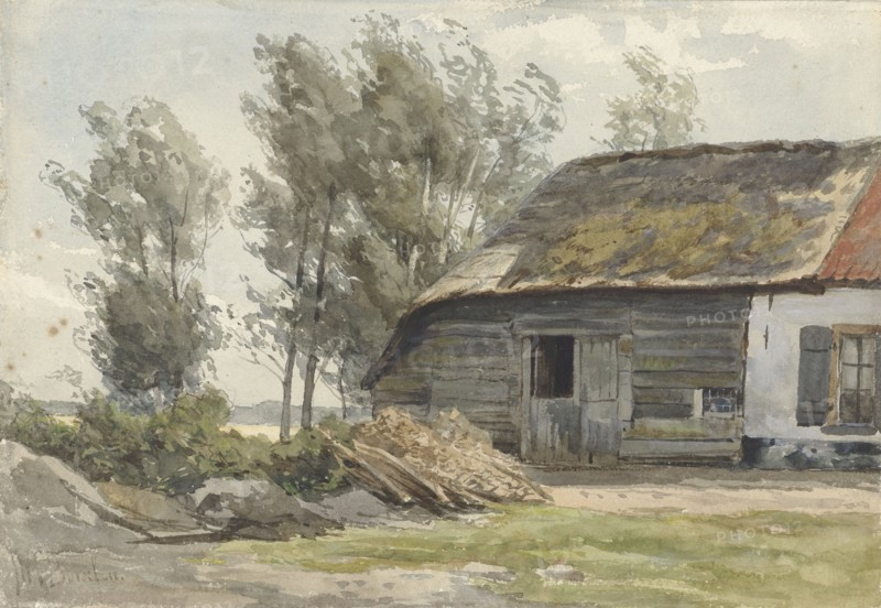 Farmhouse with barn, 1835-1892. Creator: Jan Willem van Borselen.