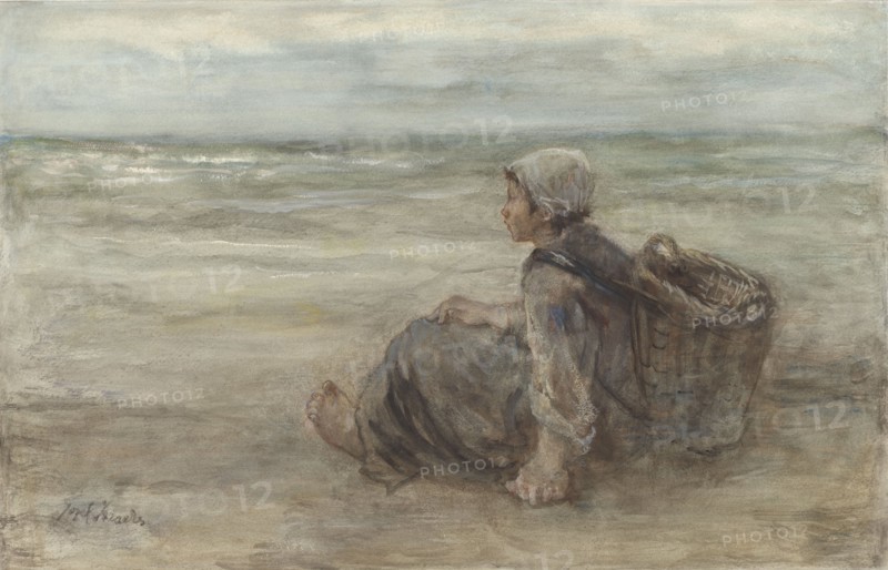 Fisher-girl on the beach, 1903. Creator: Jozef Israels.