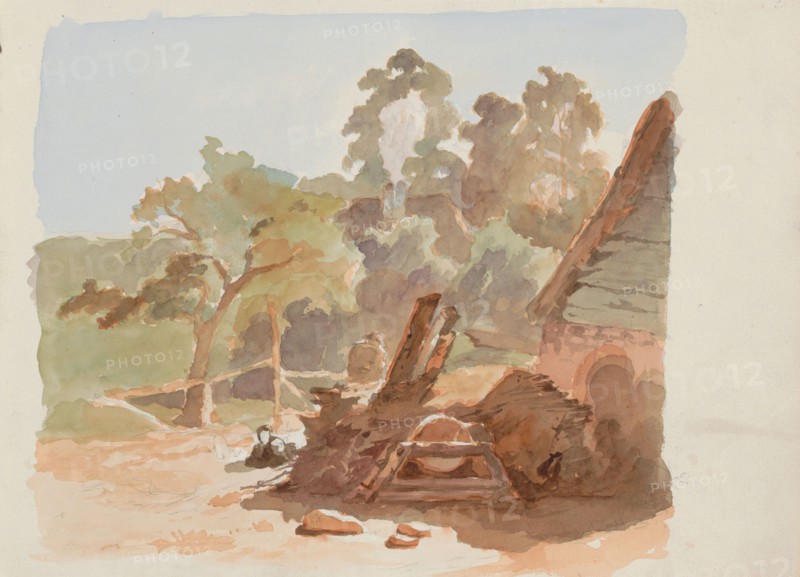 Stack of firewood outside a hut, 1864-1865. Creator: Maria Vos.