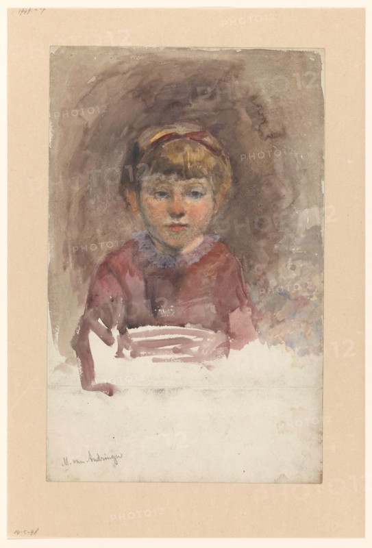Portrait of a child from the front, 1874-1918. Creator: Martinus van Andringa.