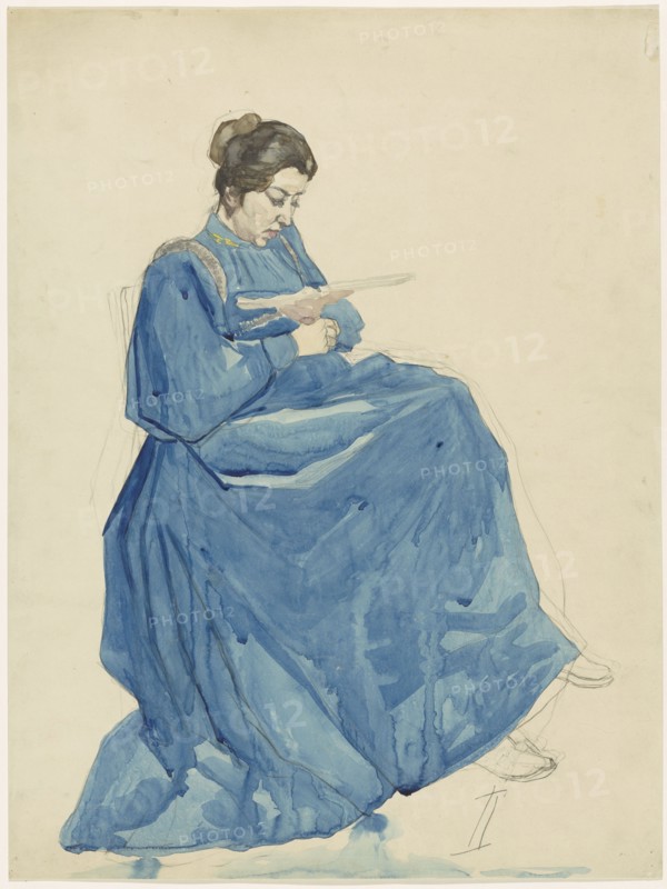 Seated woman reading, 1874-1918. Creator: Martinus van Andringa.
