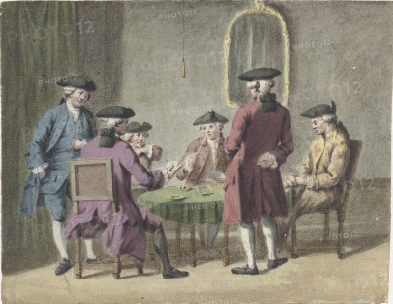 Men playing cards in an interior, 1735-1800. Creator: Pieter Louw.