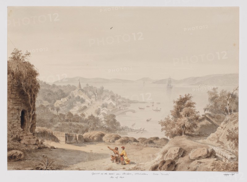 View of Ternate and the roads, the west coast of Halmahera, North Moluccas, 1821. Creator: Adrianus Johannes Bik.