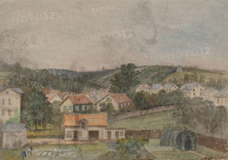 View of Bad Soden am Taunus, Germany, 1868. Creator: Adrianus Johannes Bik.
