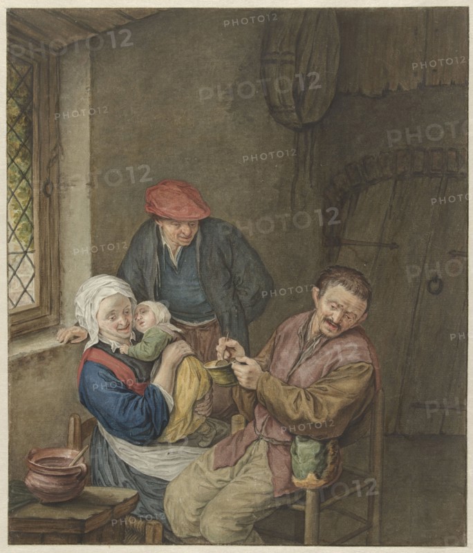 Peasant family in interior, 1768-1825. Creator: Benjamin Wolf.