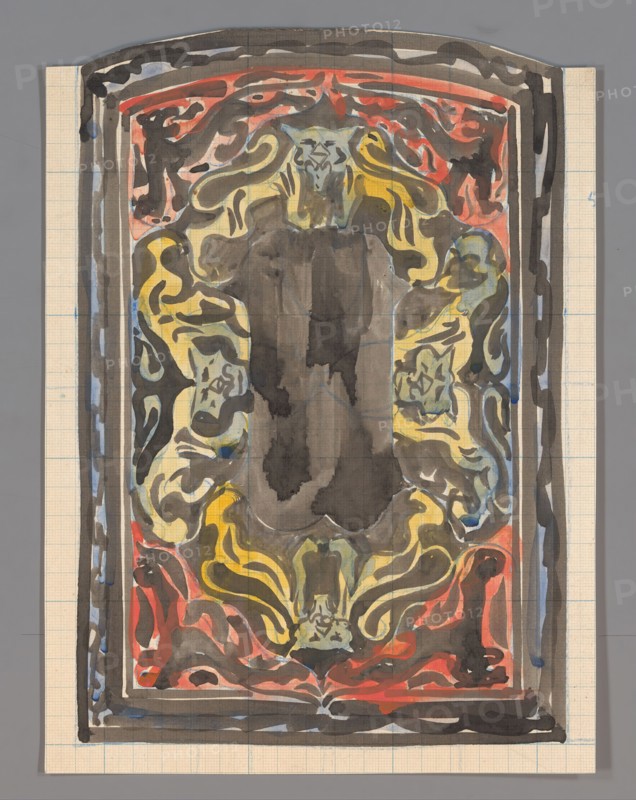 Design for a tiled tableau with lions, 1874-1945. Creator: Carel Adolph Lion Cachet.