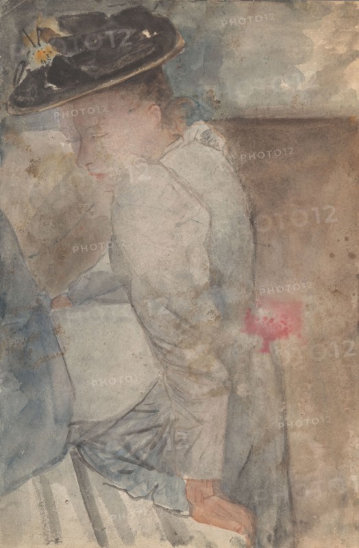 Seated woman in a hat, leaning on her left hand, 1874-1945. Creator: Carel Adolph Lion Cachet.