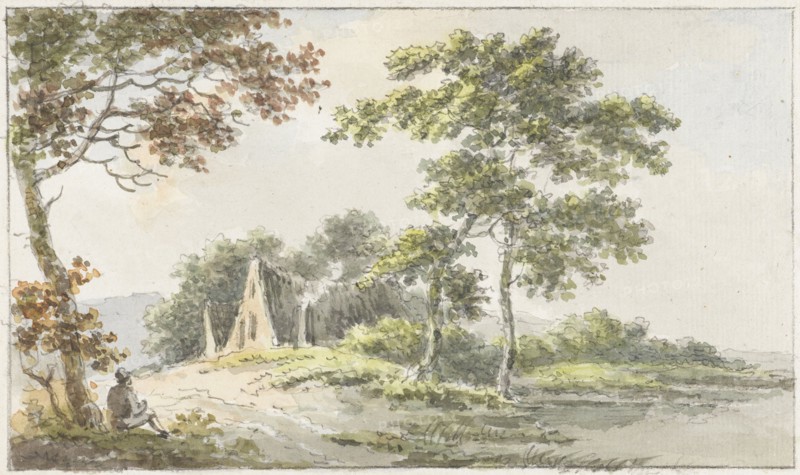 Landscape with resting hiker, 1700-1800. Creator: Caecilia Barbiers.