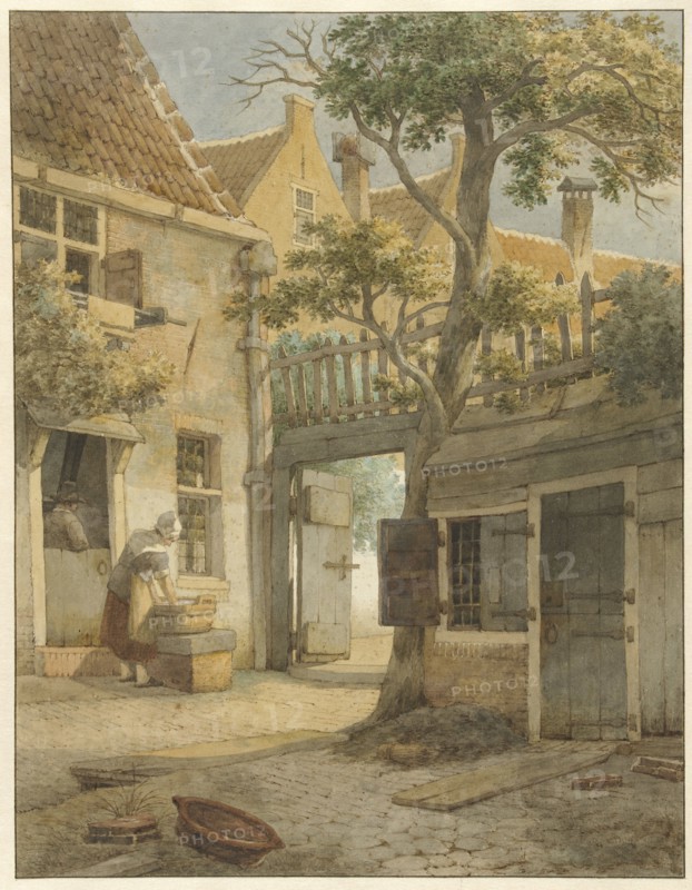 Courtyard in Amsterdam, 1814. Creator: Daniel Kerkhoff.