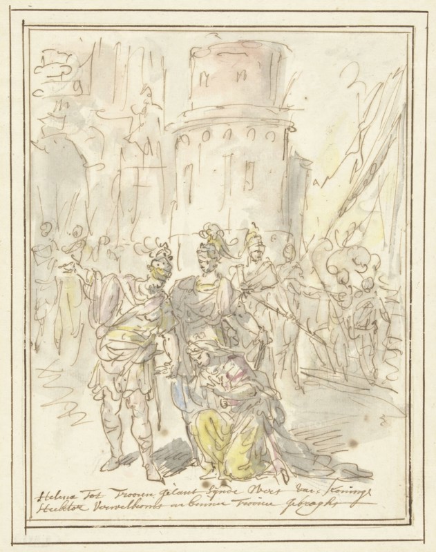 Helena is welcomed by Hector upon her arrival in Troy, 1677-1755. Creator: Elias van Nijmegen.