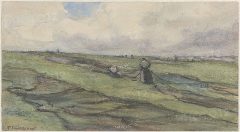 Fisherwomen mending fishing nets, 1872-1944. Creator: Frans Smissaert.