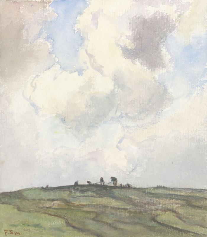 Mending nets on the dunes, 1872-1944. Creator: Frans Smissaert.