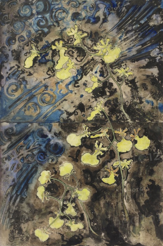 Wall Panel with yellow orchids, c.1892. Creator: Gerrit Willem Dijsselhof.
