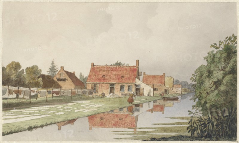 Bleacheries near a canal, 1820-1872. Creator: Hendrik Abraham Klinkhamer.