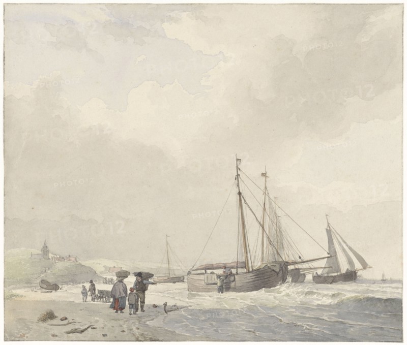 View of the beach at Scheveningen, 1805-1860. Creator: Hendrik van de Sande Bakhuyzen.