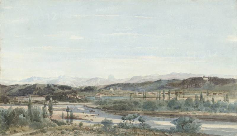 Landscape with a river valley in the South of France, 1861. Creator: Henri-Joseph Harpignies.