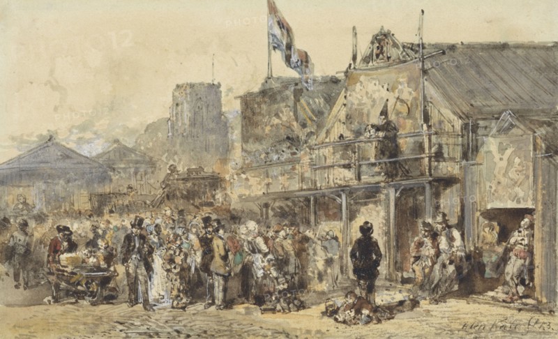 Fair in Leeuwarden, the Oldenhove in the distance, 1853. Creator: Herman Frederik Carel Ten Kate.
