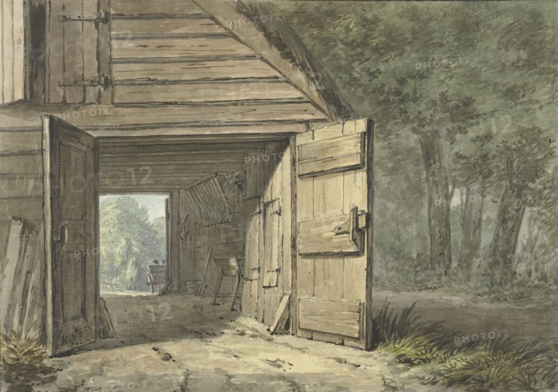Stable of the De Geleerde Man inn, in Bennebroek, 1802. Creator: Hermanus Numan.