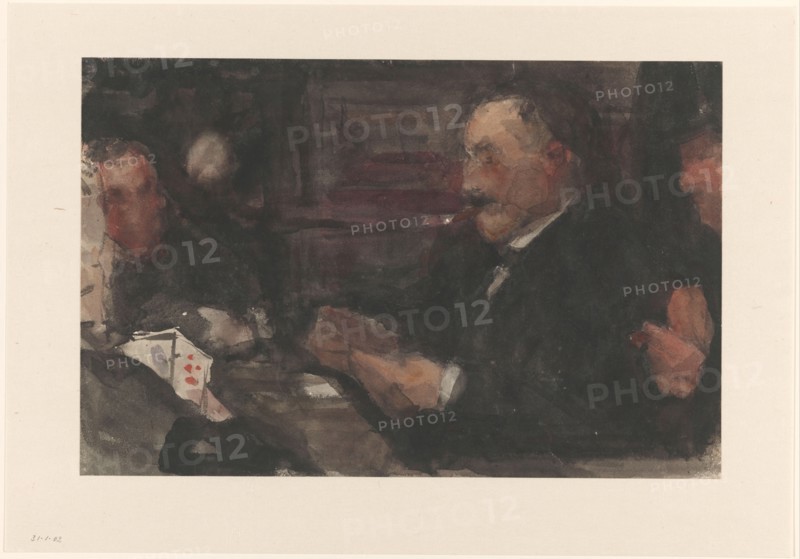 Gentlemen playing cards in cafe, 1875-1934. Creator: Isaac Lazerus Israels.