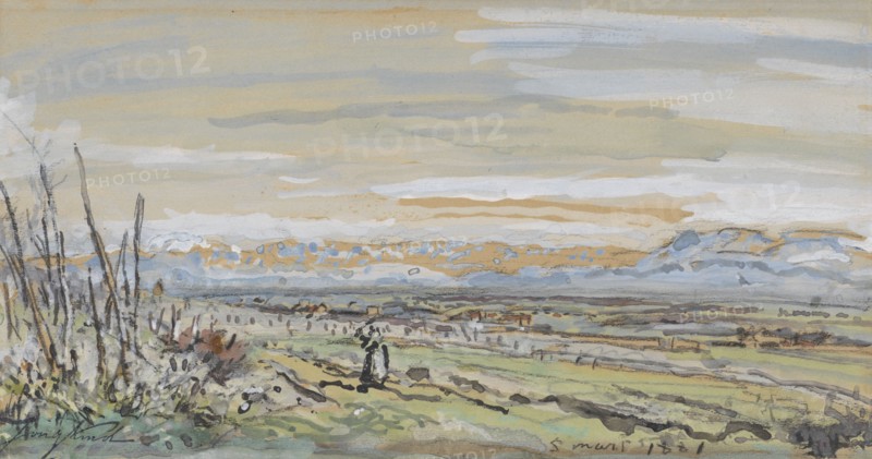 View of a flat landscape, 1881. Creator: Johan Barthold Jongkind.