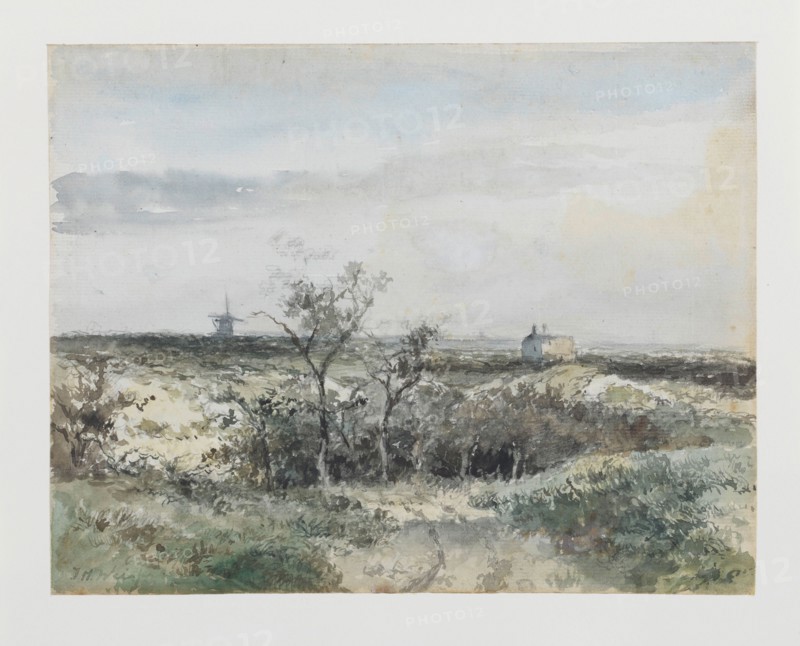 View of the Dekkersduin, with the old gas factory and windmill in the distance, 1834-1903. Creator: Jan Hendrik Weissenbruch.