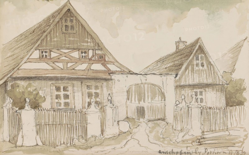 Half-timbered house at the Podhorn mountain in Marienbad, 1869. Creator: Johannes Tavenraat.