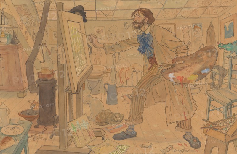 Studio of a modern painter, c.1908. Creator: Leo Gestel.