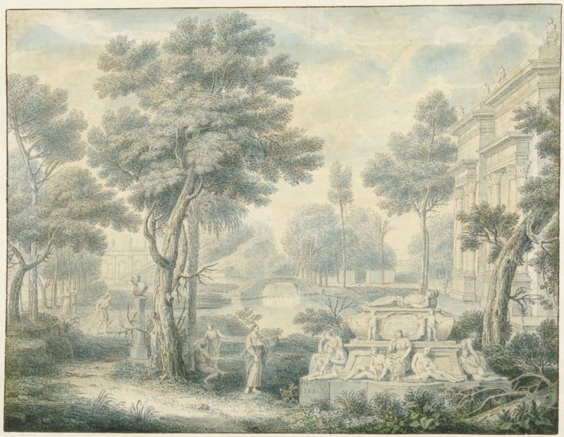 Arcadian landscape with a tomb, 1746. Creator: Louis Fabritius Dubourg.