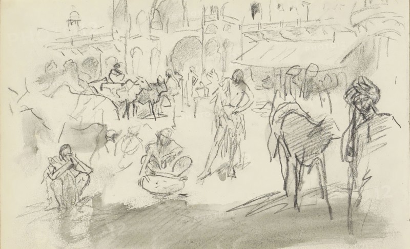 Indian street scene, 1924-1925. Creator: Marius Bauer.
