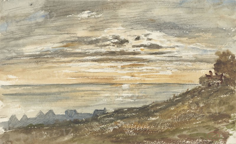 Sunset at Trouville, 1813-1869. Creator: Paul Huet.