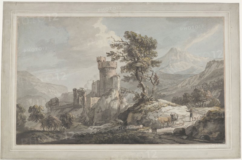 Mountainous Landscape with a Fortress, 1760. Creator: Paul Sandby.
