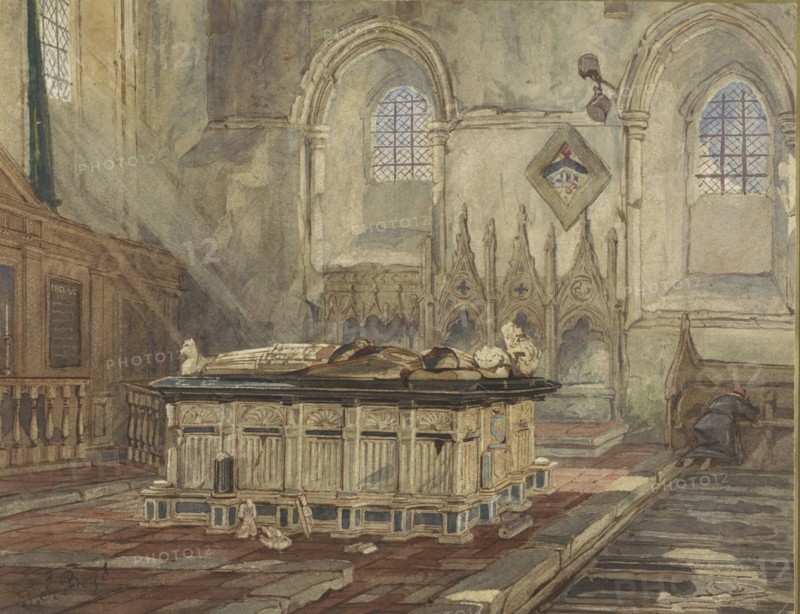 Tomb of Sir George Broke, Lord Cobham and his wife Anne, 1813-1874. Creator: Thomas Shotter Boys.
