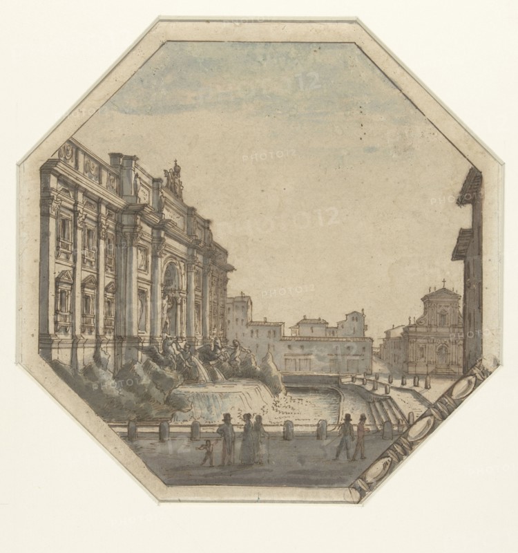 Trevi Fountain, seen from the West, 1787-1811. Creator: Victor Jean Nicolle.