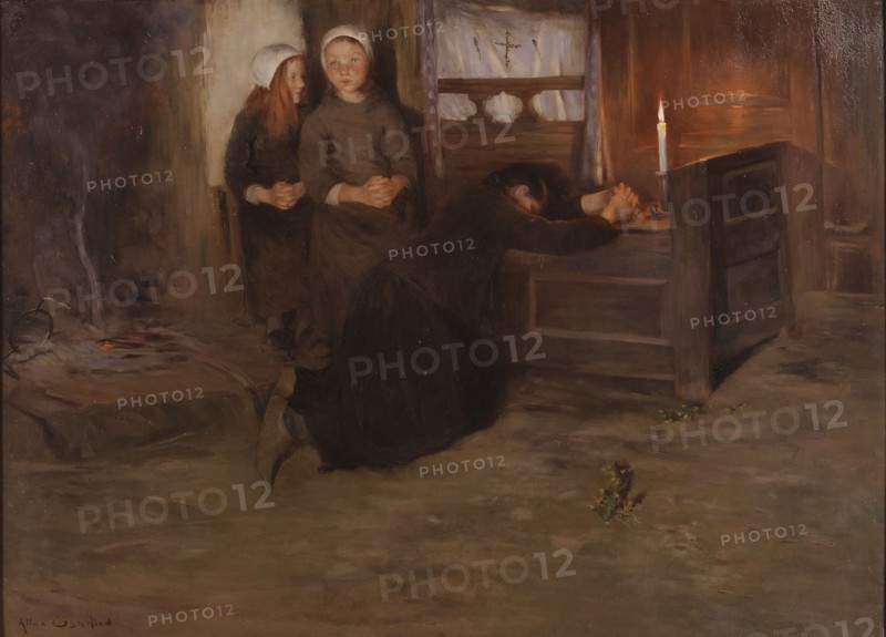 A Death-Bed in Brittany, late 19th-early 20th century. Creator: Allan Österlind.