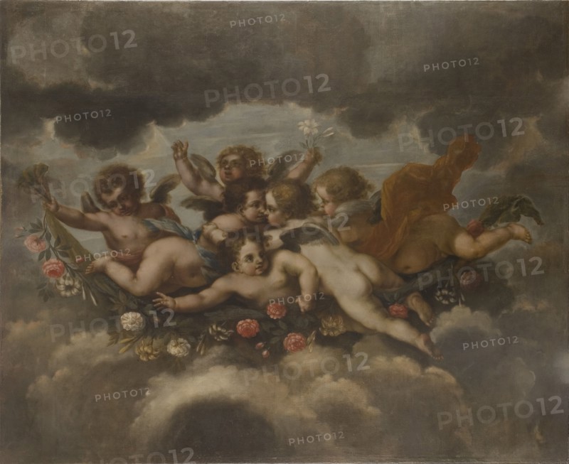 Flower decorating putti, c17th century. Creator: David Klocker Ehrenstrahl.