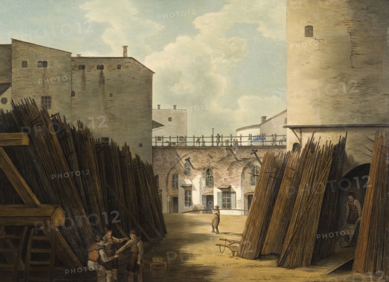 The old iron scales at Slussen, Stockholm, mid-19th century. Creator: Johan Fredrik Julin.