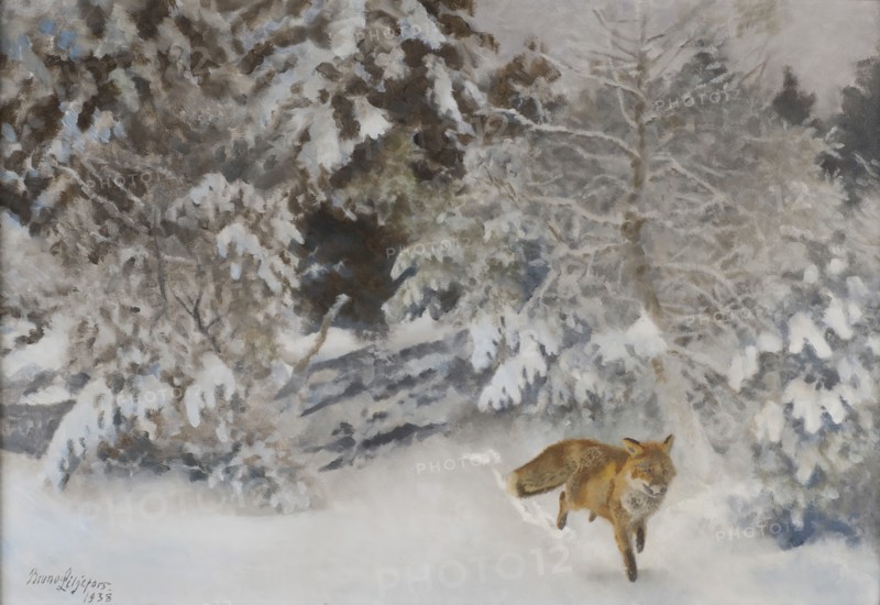 Fox in Winter Landscape, 1938. Creator: Bruno Liljefors.
