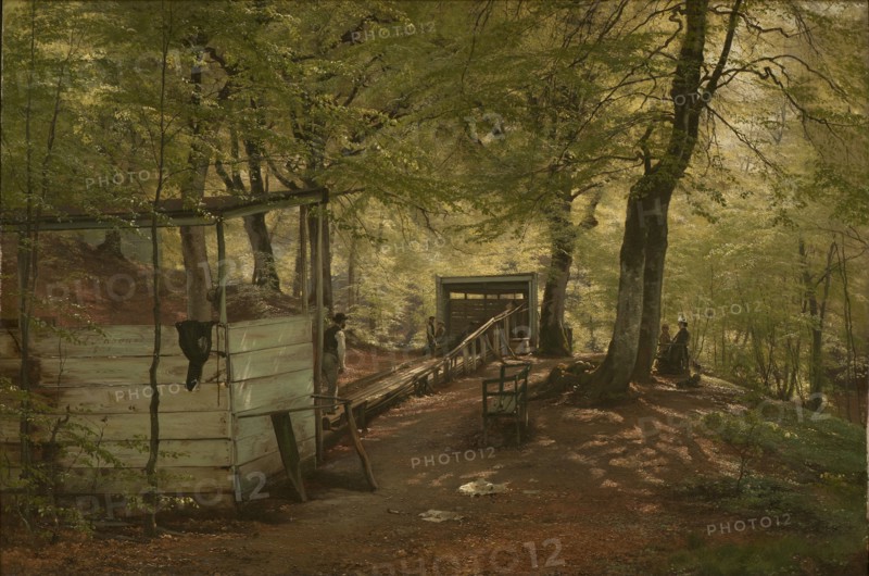 Skittle-alley in Saeby Forest. Spring Morning, 1882. Creator: Carl Frederik Aagaard.