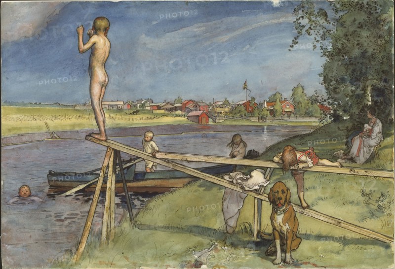 A Pleasant Bathing-Place. From A Home (26 watercolours), c19th century. Creator: Carl Larsson.