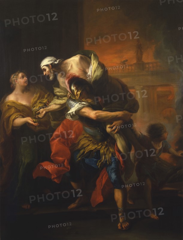 Aeneas Rescuing his Father from the Fire at Troy, mid-18th century. Creator: Carle van Loo.