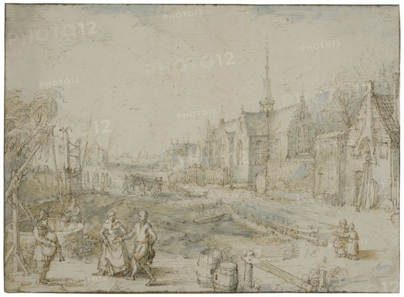 Village street with church. Creator: Cornelis Claesz van Wieringen.