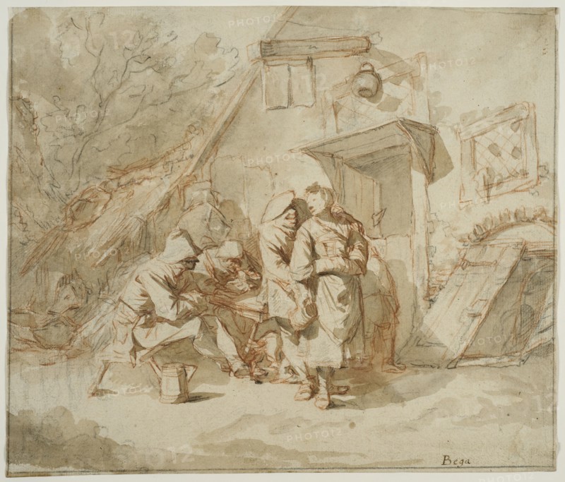 Peasants outside an inn. Creator: Cornelis Bega.