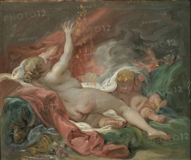 Danaë and the Shower of Gold. Study, mid-late 18th century. Creator: Francois Boucher.