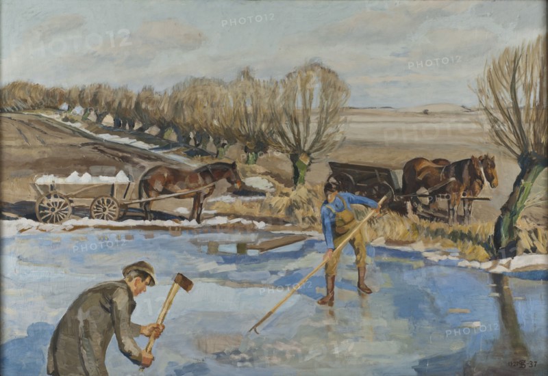 Farmhands fetching Ice, 1927. Creator: Fritz Syberg.