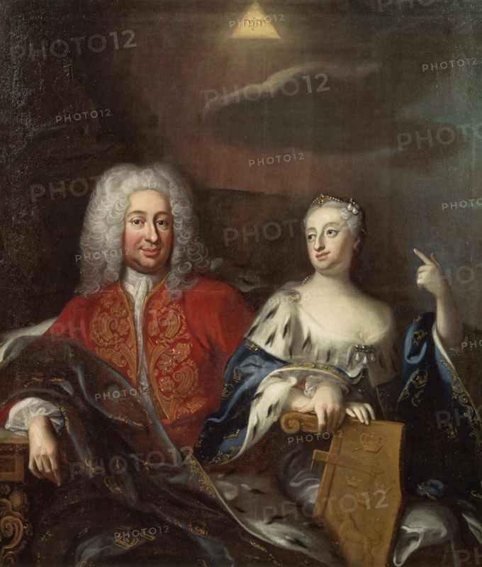 Fredrik I, 1676-1751, King of Sweden and his wife Ulrika Eleonora d.y.1688-1741, Queen of..., 1733. Creator: Georg Engelhard Schroder.