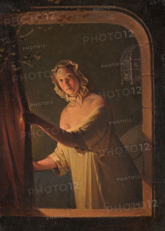 Girl by candlelight, 1844. Creator: Johan Gustaf Sandberg.