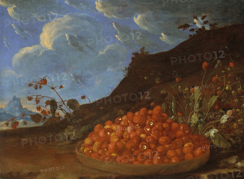 Basket of Wild Strawberries in a Landscape, mid-late 18th century. Creator: Luis Meléndez.