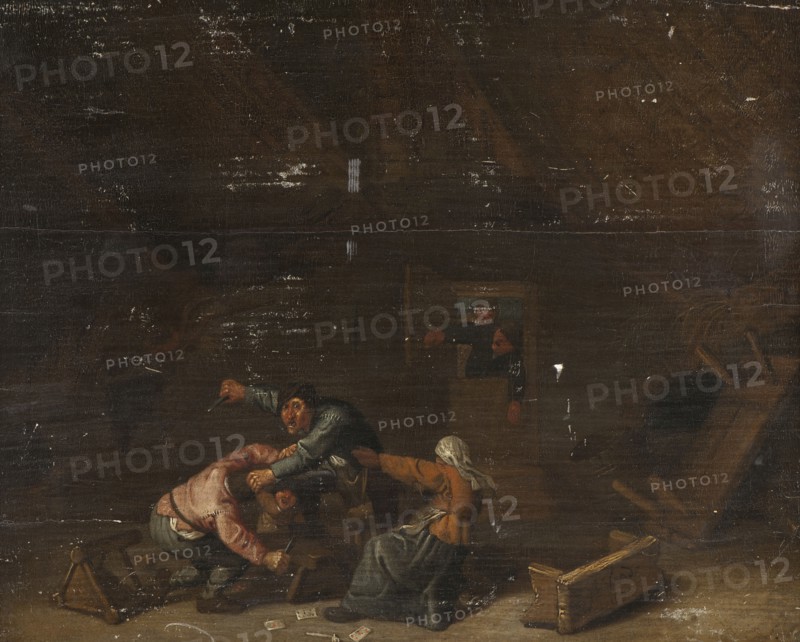 Fight between Gambling Peasants, c17th century. Creator: Unknown.