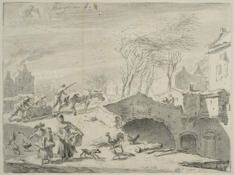 Village Scene (January), c17th century. Creator: Nicolaes Berchem.